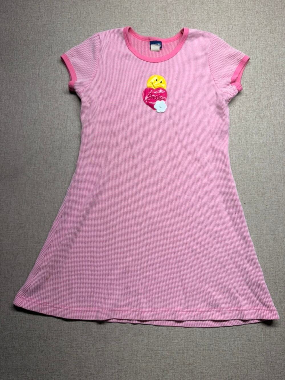 Vintage Honors Girls Pink Gingham Smile Heart Dress Y2K 90s Kids